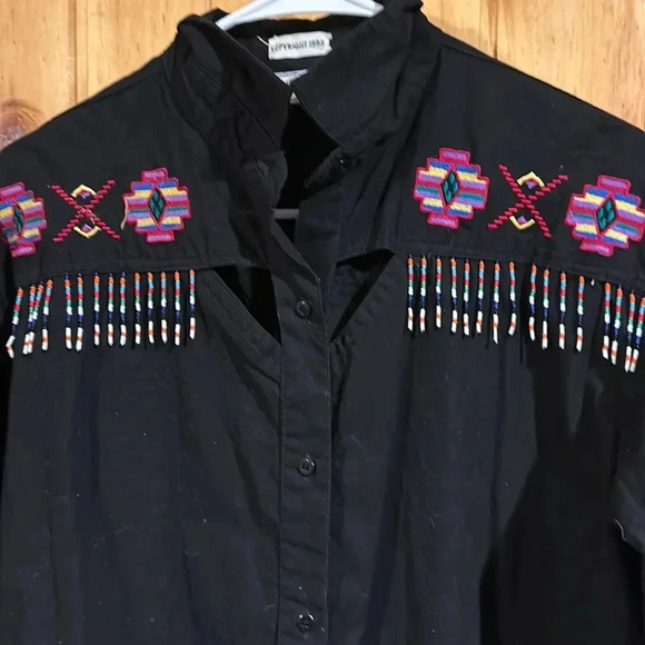 Side Saddle Beaded Western Button Down - Picture 2 of 6